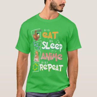 Eten Slapen Anime Herhalen Grappige Anime Eten Sla T-shirt