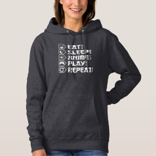 Eten Slapen Anime Spelen Herhalen Otaku Anime Leve Hoodie