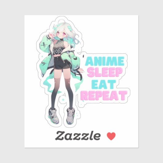 Eten, slapen, anime sticker (Vel)