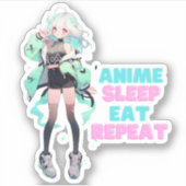 Eten, slapen, anime sticker (Voorkant)