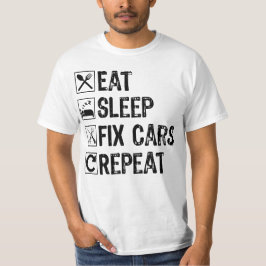 Eten Slapen Auto's Repareren Herhalen Koele Opa Mo T-shirt