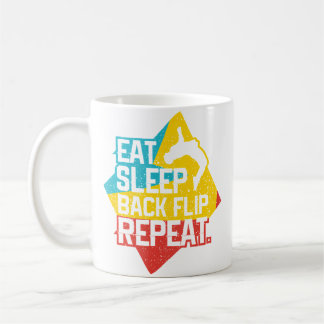Eten Slapen Back Flip Herhalen Retro Turnen Traceu Koffiemok