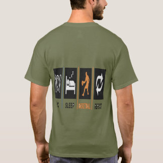 Eten Slapen Basketbal Herhalen Achterprint T-shirt