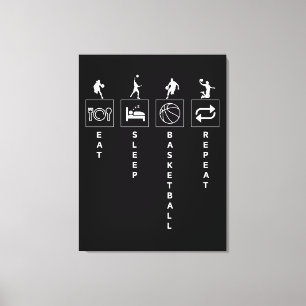Eten Slapen Basketbal Herhalen Canvas Afdruk