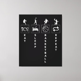 Eten Slapen Basketbal Herhalen Canvas Afdruk