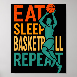 Eten slapen basketbal herhalen poster