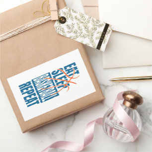 ETEN SLAPEN BASKETBAL HERHALEN RECHTHOEKIGE STICKER