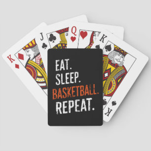 Eten Slapen Basketbal Herhalen Retro Vintage Pokerkaarten