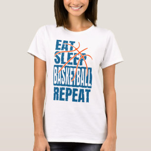 ETEN SLAPEN BASKETBAL HERHALEN T-SHIRT