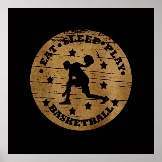eten slapen basketballen spelen poster (Voorkant)