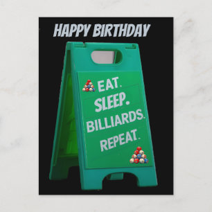 Eten slapen biljart herhalen plastic bord groen briefkaart