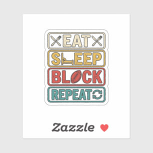 Eten Slapen Blokkeren Herhalen Voetbal Vintage T-s Sticker