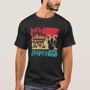 Eten Slapen Bowling Herhalen Retro Vintage Stijl B T-shirt
