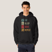 Eten Slapen Code Herhalen Funny Codering Programme Hoodie (Voorkant volledig)