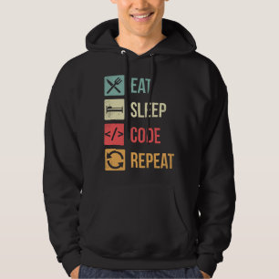 Eten Slapen Code Herhalen Funny Codering Programme Hoodie