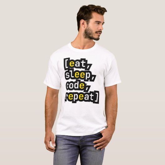 Eten Slapen Code Herhalen Grappige Programmeur Ont T-shirt (Voorkant volledig)