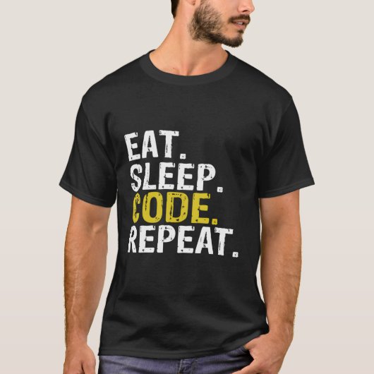 Eten Slapen Code Herhalen Programmeur T-shirt (Voorkant)