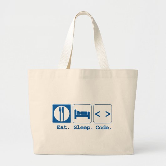 eten slapen code (html) grote tote bag (Voorkant)