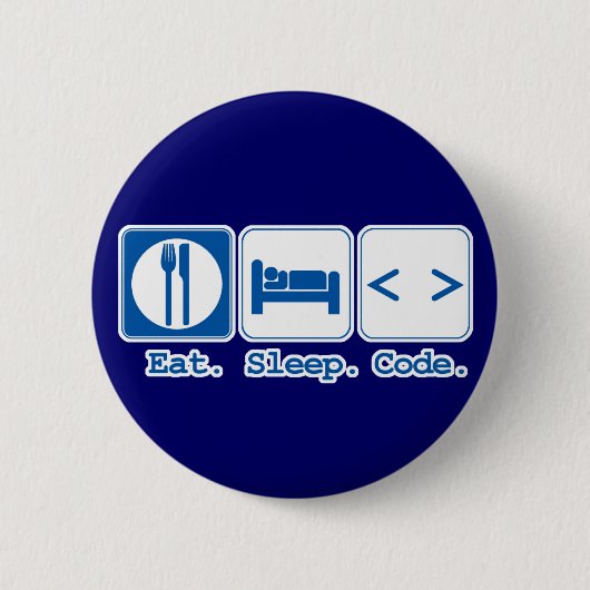 eten slapen code (html) ronde button 5,7 cm (Voorkant)