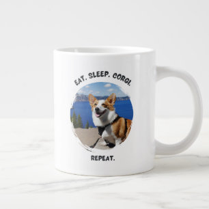 'Eten. Slapen. Corgi. Herhalen.' Aanpasbare foto Extra Grote Beker