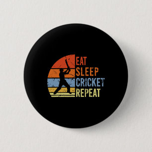 Eten Slapen Cricket Herhalen - Grappig Cricket Spe Ronde Button 5,7 Cm