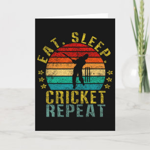 Eten Slapen Cricket Herhalen Grappig Retro  Kaart