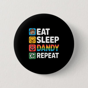 Eten slapen dandy herhaal verjaardagsdecoratie jon ronde button 5,7 cm