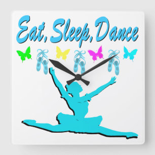 ETEN, SLAPEN, DANSEN BALLERINA DESIGN VIERKANTE KLOK
