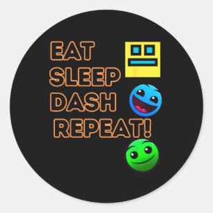 Eten Slapen Dashing Herhaal Video Game Geometrie V Ronde Sticker