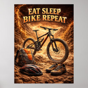 Eten Slapen Fietsen Vlam Poster