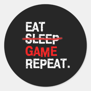 Eten Slapen Game Herhalen Bord Pc Video Gamer Verj Ronde Sticker