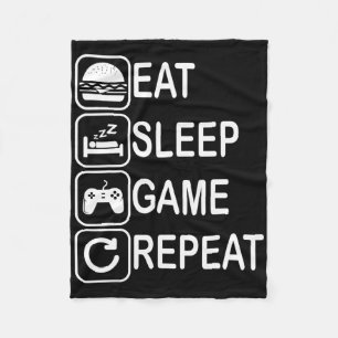 Eten Slapen Game Herhalen Grappige Video Gamer Cad Fleece Deken