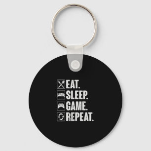Eten Slapen Game Herhalen Grappige Video Gamer Cad Sleutelhanger