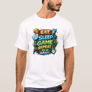 Eten Slapen Gamen Herhalen Dagelijks T-shirt
