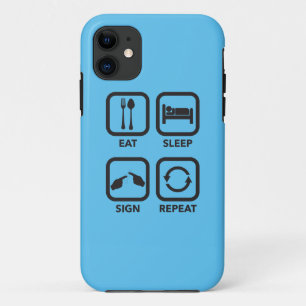Eten. Slapen. Gebaren. Herhalen. ASL telefoonhoe iPhone 11 Hoesje
