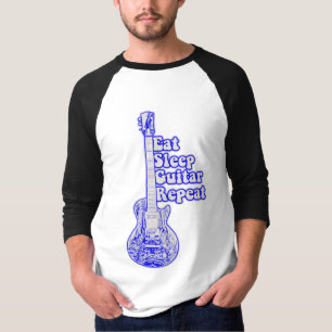 Eten slapen gitaar herhalen. vintage blauwe gitaar t-shirt