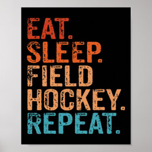 Eten Slapen Hockey Herhalen Grappig Vintage Retro Poster