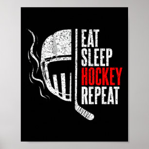 Eten Slapen Hockey Herhalen Grappige Hockey Poster