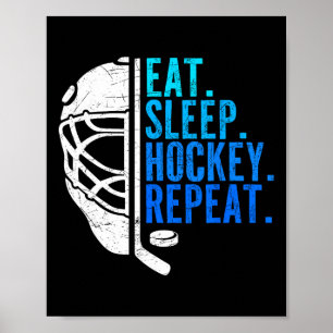 Eten Slapen Hockey Herhalen Grappige Jongens Hocke Poster