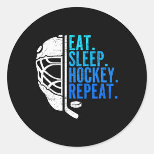 Eten Slapen Hockey Herhalen Grappige Jongens Hocke Ronde Sticker