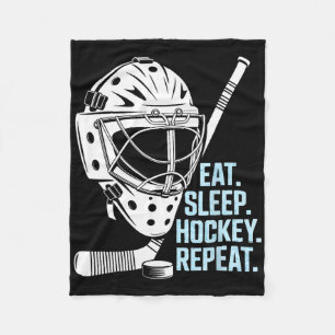 Eten Slapen Hockey Herhalen Hockey Masker Stok Spo Fleece Deken