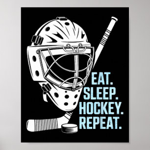 Eten Slapen Hockey Herhalen Hockey Masker Stok Spo Poster