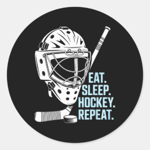Eten Slapen Hockey Herhalen Hockey Masker Stok Spo Ronde Sticker