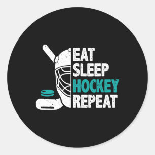 Eten Slapen Hockey Herhalen IJshockey Liefhebbers  Ronde Sticker