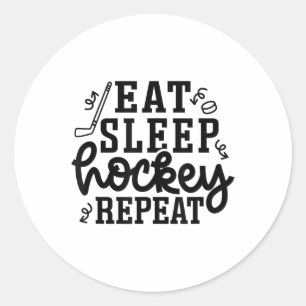 Eten Slapen Hockey Herhalen IJshockey Veldhockey C Ronde Sticker