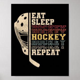 Eten Slapen Hockey Herhalen Mannen Jongens Kind Gr Poster