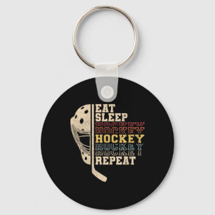 Eten Slapen Hockey Herhalen Mannen Jongens Kind Gr Sleutelhanger