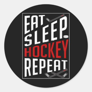 Eten Slapen Hockey Herhalen Veld IJshockey Spelers Ronde Sticker
