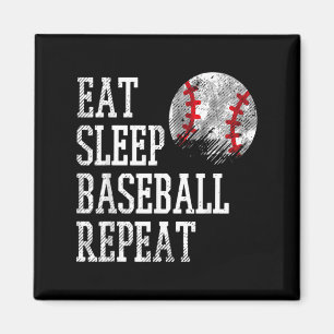 Eten Slapen Honkbal Herhaal Coach Team Speler Mann Magneet