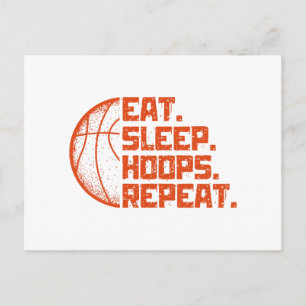 Eten Slapen Hoops Herhalen Basketbal Grappige Cita Feestdagenkaart